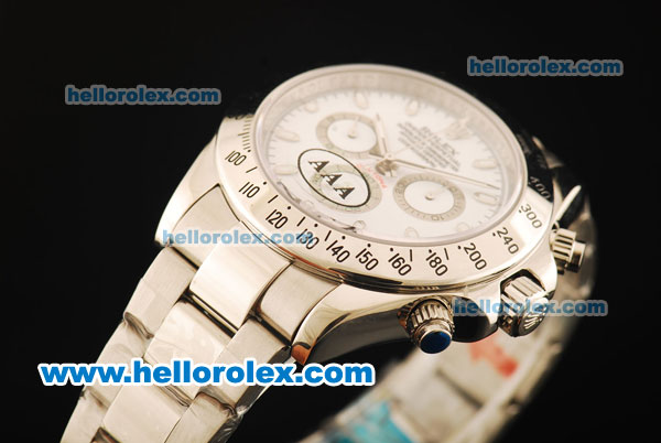 Rolex Daytona II Chronograph Swiss Valjoux 7750 Automatic Movement Full Steel with White Dial and White Markers - Click Image to Close
